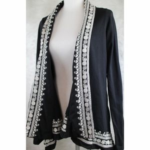 Lucky Brand Black With White Embroidered Blazer